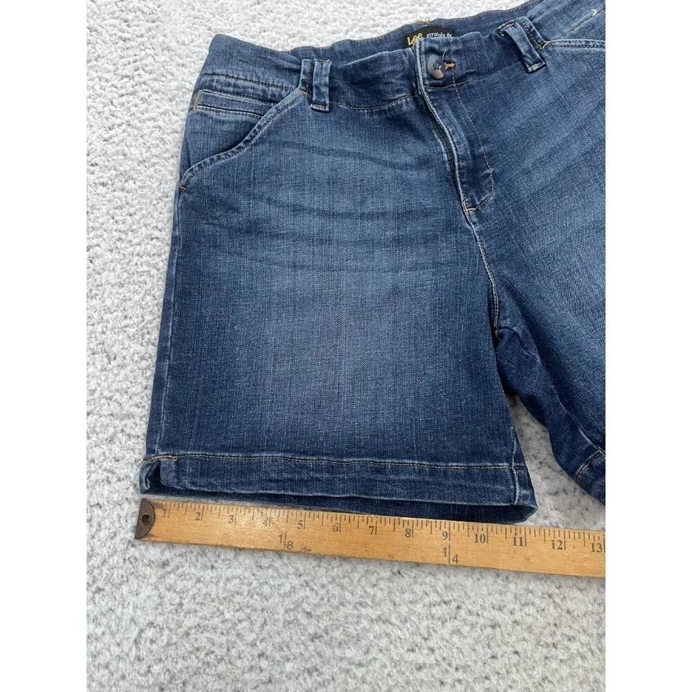 Women's Lee Dark Wash Straight Fit Denim Chino Shorts Size 12 - Picture 3 of 9